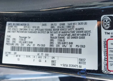 2014 Ford Fiesta Se from USA, damaged, VIN 3FADP4EJ8EM148672